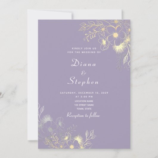 Boho Floral Lavender Wedding Invitation Kaart (Voorkant)