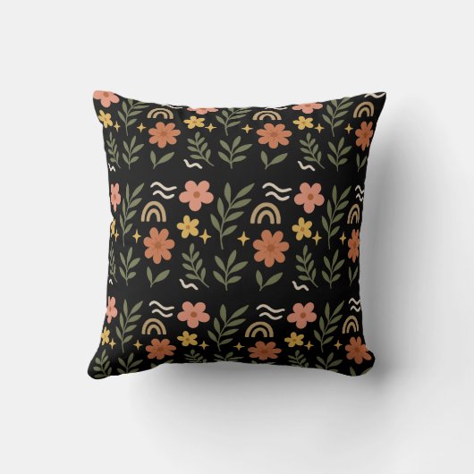 Boho Floral Leaf Pillow Kussen (Achterkant)