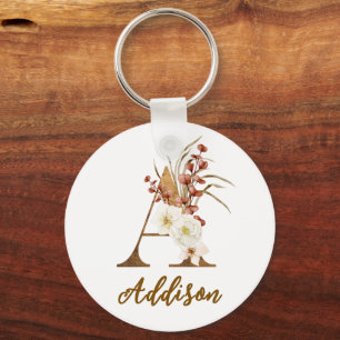 Boho Floral letter A Monogram Huwelijksgunst Sleutelhanger