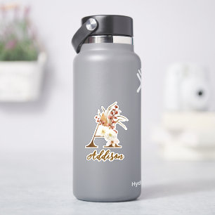 Boho Floral letter A Monogram Huwelijksgunst Sticker
