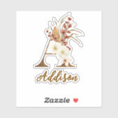 Boho Floral letter A Monogram Huwelijksgunst Sticker (Vel)