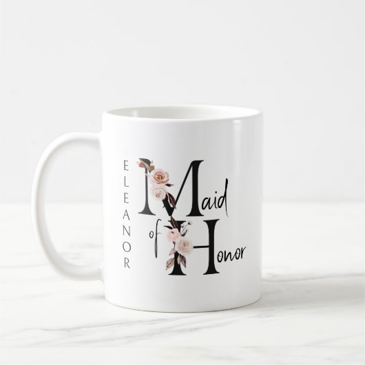 Boho Floral Letter Maid of Honor Koffiemok (Links)