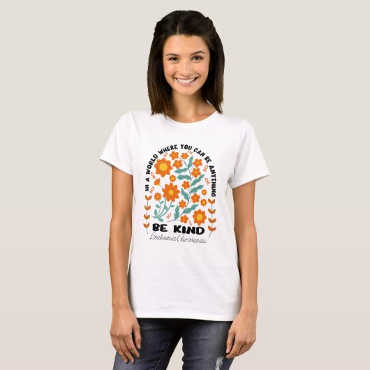Boho Floral Leukemia Be Kind T-shirt (Voorkant volledig)