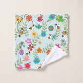 Boho Floral Light Green Background Pattern Bad Handdoek (Wasdoekje)