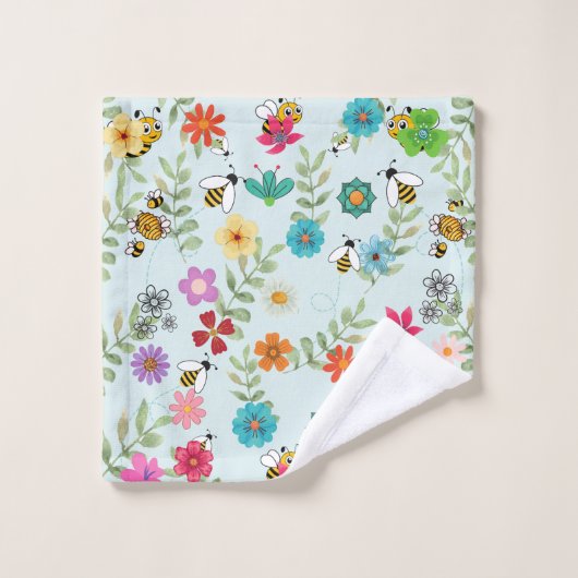Boho Floral Light Green Background Pattern Bad Handdoek (Wasdoekje)