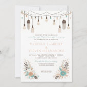 Boho Floral Lights Wedding Kaart (Voorkant)