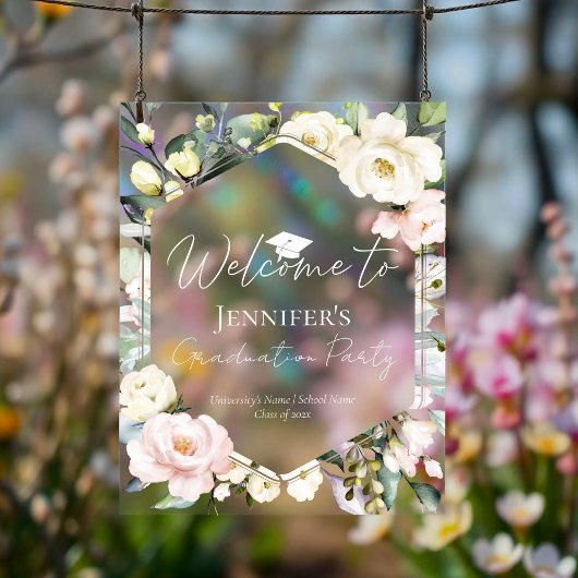 Boho Floral Lijst Afstuderen Welkom Acryl Teken Bord