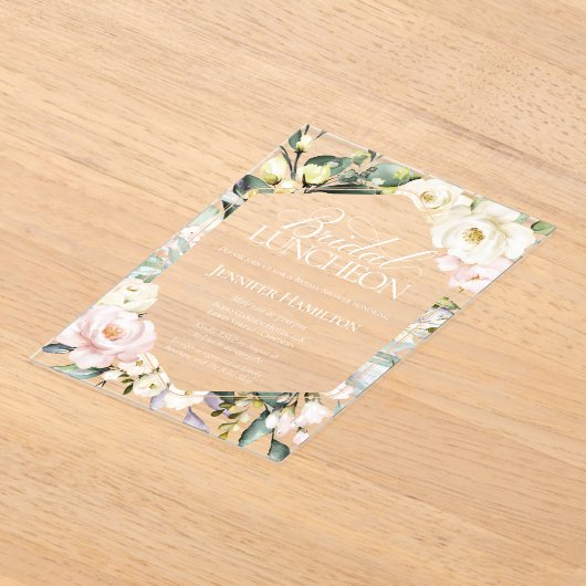 Boho Floral Lijst Bruids Luncheon Vrijgezellenfees Acryl Uitnodigingen (Laagn)