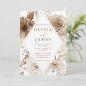  Boho Floral Lijst bruiloft Kaart (Staand voorkant)