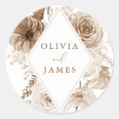 Boho Floral Lijst bruiloft Ronde Sticker (Voorkant)
