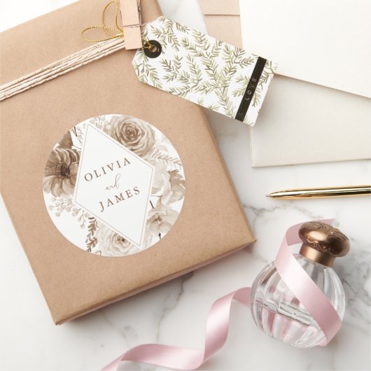 Boho Floral Lijst bruiloft Ronde Sticker (Geschenken)