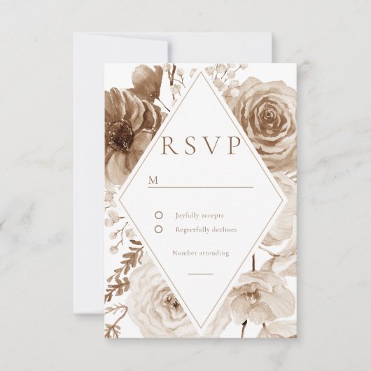 Boho Floral Lijst bruiloft RSVP Kaartje (Voorkant)