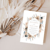 Boho Floral Lijst Dusty Blue Wedding Kaart