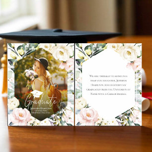 Boho Floral Lijst Foto Afstuderen Aankondiging
