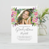 Boho Floral Lijst Foto Afstuderen Kaart (Staand voorkant)