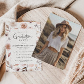 Boho Floral Lijst Foto Afstuderen Kaart