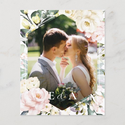 Boho Floral Lijst foto bruiloft uitnodiging (Achterkant)