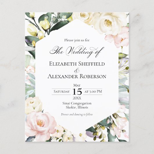 Boho Floral Lijst foto bruiloft uitnodiging (Voorkant)