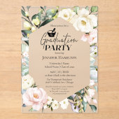 Boho Floral Lijst Foto Farmacie School Afstuderen Acryl Uitnodigingen (Voorkant)