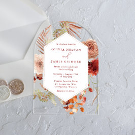 Boho Floral Lijst Modern Wedding Acryl Uitnodigingen