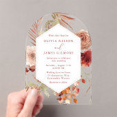 Boho Floral Lijst Modern Wedding Acryl Uitnodigingen (Insitu (Draagbaar))