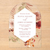 Boho Floral Lijst Modern Wedding Acryl Uitnodigingen (Voorkant)
