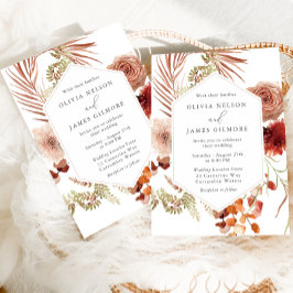Boho Floral Lijst Modern Wedding Kaart