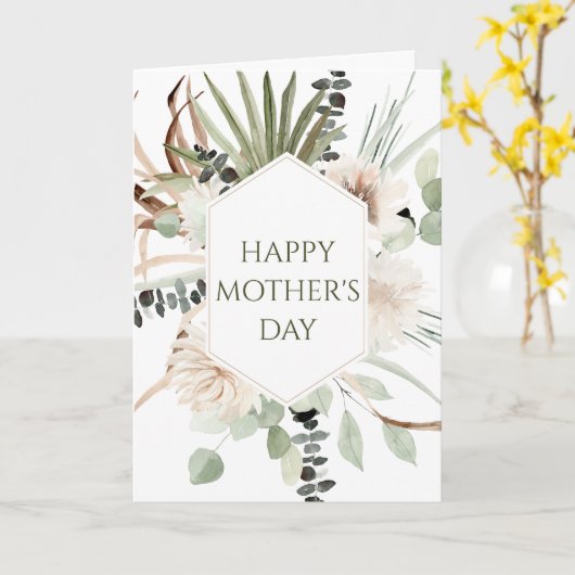 Boho Floral Lijst Moederdag Kaart (Gele Bloem)