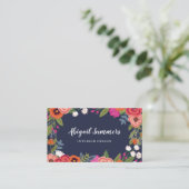 Boho Floral Lijst - Navy Blue & Coral Visitekaartje (Staand voorkant)
