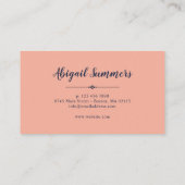 Boho Floral Lijst - Navy Blue & Coral Visitekaartje (Achterkant)