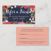 Boho Floral Lijst - Navy Blue Verwijs een vriend Aanbevelingskaartje (Voorkant / Achterkant)