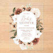 Boho Floral Lijst Neutraal Baby shower Acryl Uitnodigingen (Voorkant)