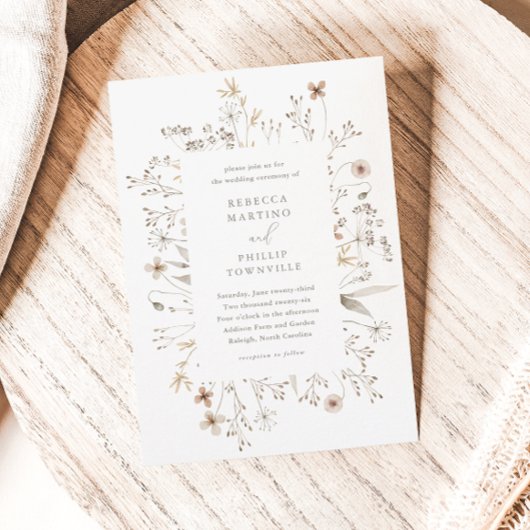 Boho Floral Lijst Wildflower Wedding Kaart