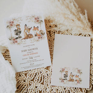 Boho Floral Lijst Woodland Baby shower Kaart