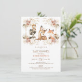Boho Floral Lijst Woodland Baby shower Kaart (Staand voorkant)