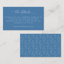 Boho Floral Line Art Blue Script Weddenschap RSVP