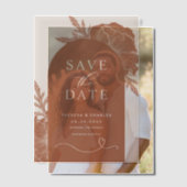 Boho Floral Line Art Terracotta Arch Bewaar de dat Vellum Uitnodigingen (Offset (Koppel))