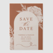 Boho Floral Line Art Terracotta Arch Bewaar de dat Vellum Uitnodigingen (Voorkant)