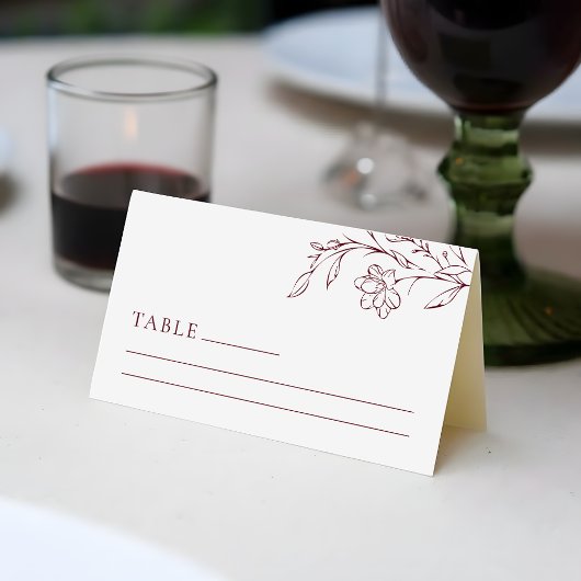 Boho Floral Line Art  Wedding Table Place Card Plaatskaartje