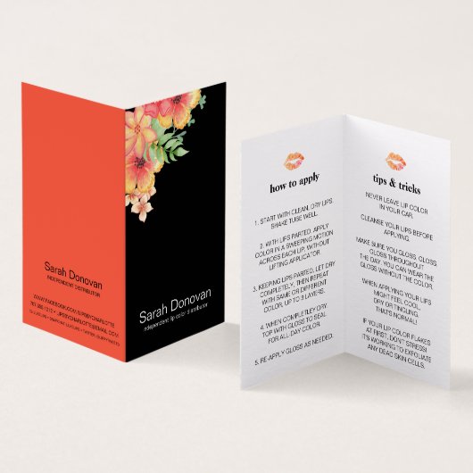 Boho Floral Lip Product Distributor Tips & Tricks Visitekaartje (Binnen en buitenkant)