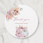 Boho Floral Little Pink Pumpkins Baby shower Bedankjes Labels (Voorkant)