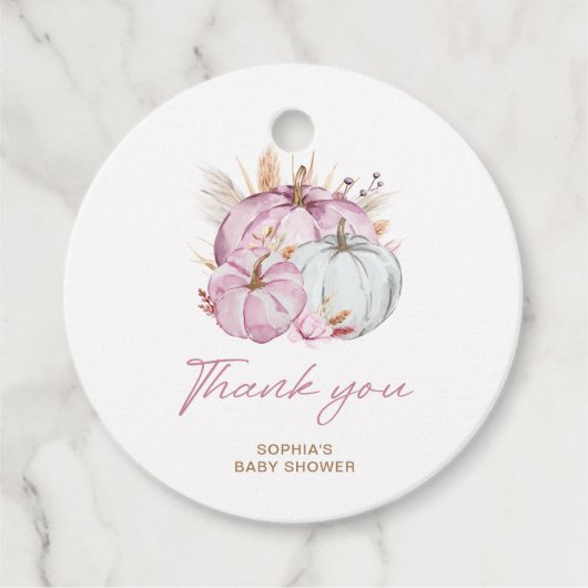 Boho Floral Little Pink Pumpkins Baby shower Bedankjes Labels (Voorkant)