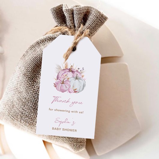 Boho Floral Little Pink Pumpkins Baby shower Cadeaulabel