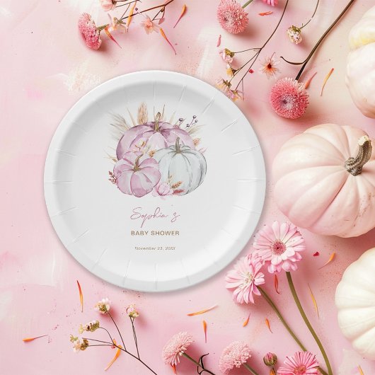 Boho Floral Little Pink Pumpkins Baby shower Papieren Bordje