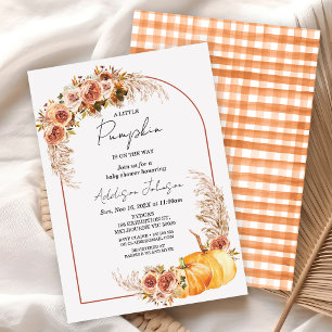 Boho Floral Little Pumpkin Baby shower Kaart
