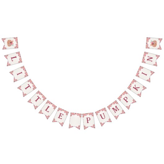 Boho Floral Little Pumpkin Birthday Bunting Banner (Alle)