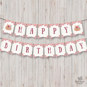 Boho Floral Little Pumpkin Verjaardag Bunting Bann Vlaggetjes