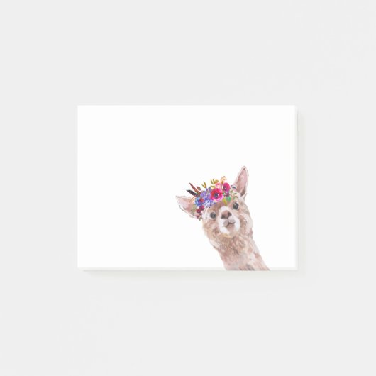 Boho Floral Llama Alpaca Waterverf Post-it® Notes (Voorkant)