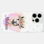 Boho Floral Llama Wildflowers Monogram  Case-Mate iPhone Case (Achterkant (horizontaal))