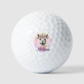 Boho Floral Llama Wildflowers Monogram  Golfballen (Voorkant)